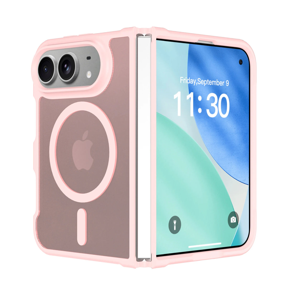 Luxuriöse Matte Magnetische Schutzhülle für iPhone Duo – MagSafe-Kompatible Durchscheinende Hülle mit Stoßschutz und Weicher Oberfläche Kaufschwan® Rosa iPhone Duo