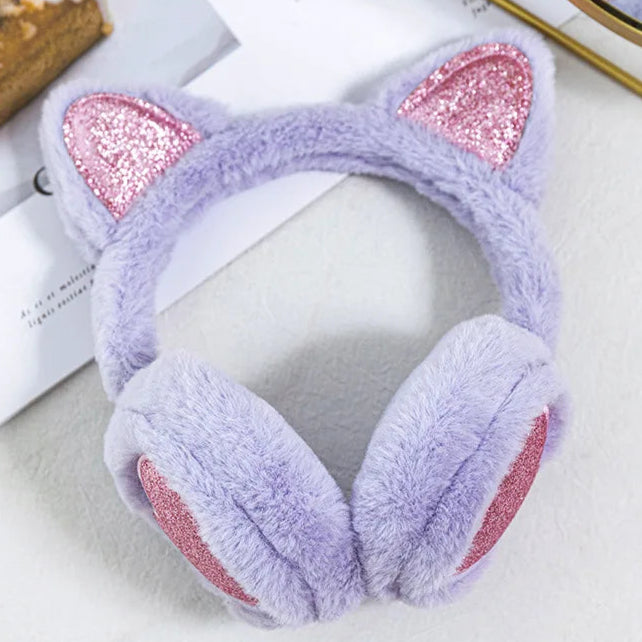 Herbst Winter Plüsch Ohrwärmer mit Katzenohren & Rosa Herz – Thermische Dicke Earmuffs für Kinder & Damen | Süß & Warm Kaufschwan®
