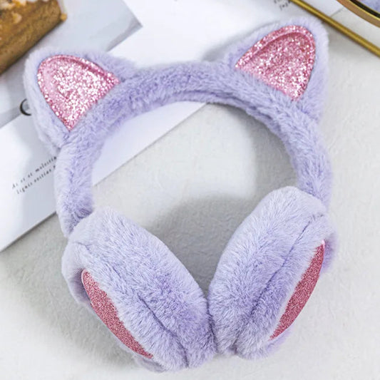 Herbst Winter Plüsch Ohrwärmer mit Katzenohren & Rosa Herz – Thermische Dicke Earmuffs für Kinder & Damen | Süß & Warm Kaufschwan®