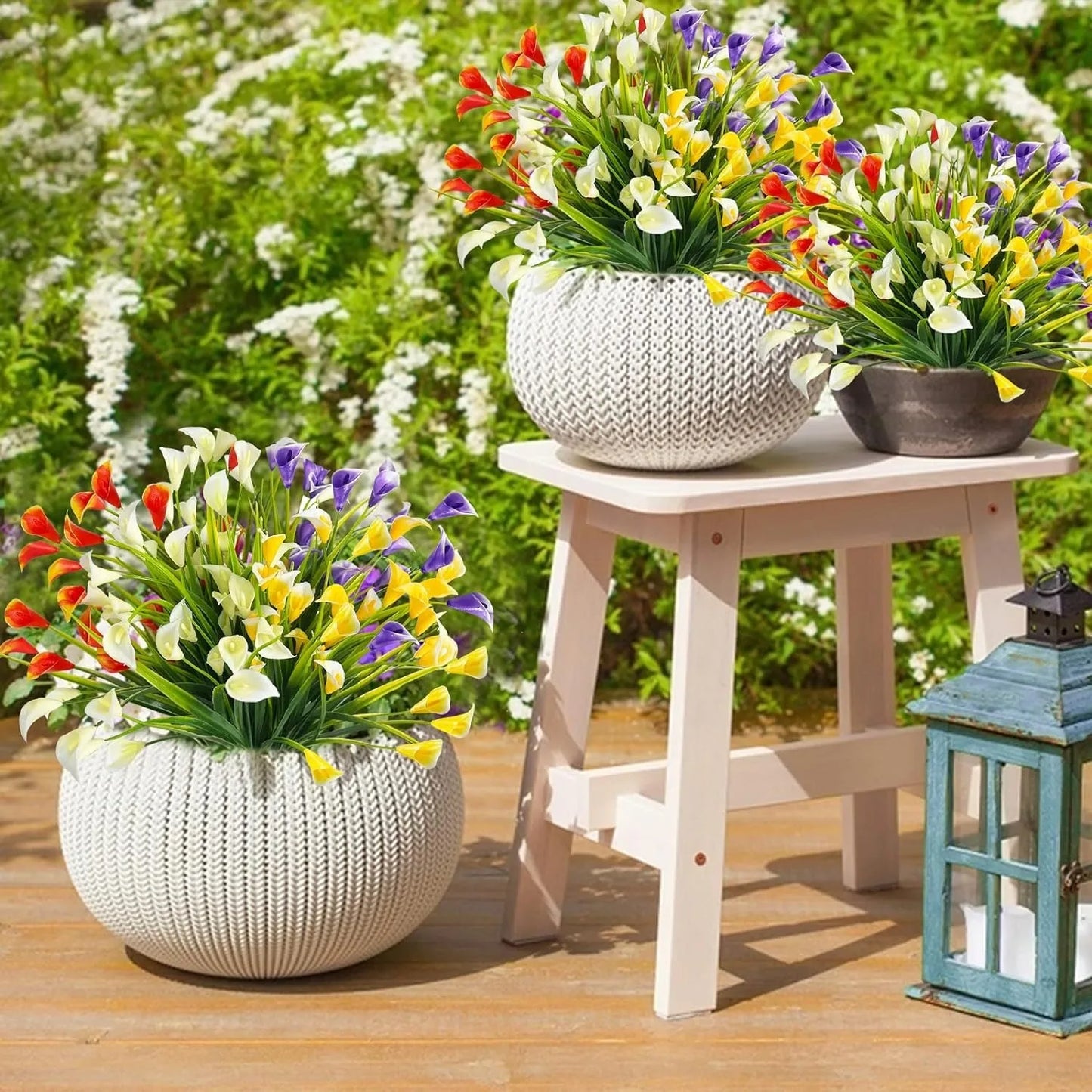 Künstliche Hufeisenlilien für Außenbereiche – UV-beständige Kunststoffblumen für Herbst | Gartendeko, Balkon & Wohnraumgestaltung Kaufschwan®