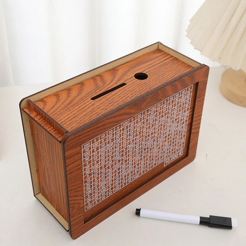 Holz Euro Sparbox – Wiederverwendbare Spardose mit Sparziel Anzeige Kaufschwan®