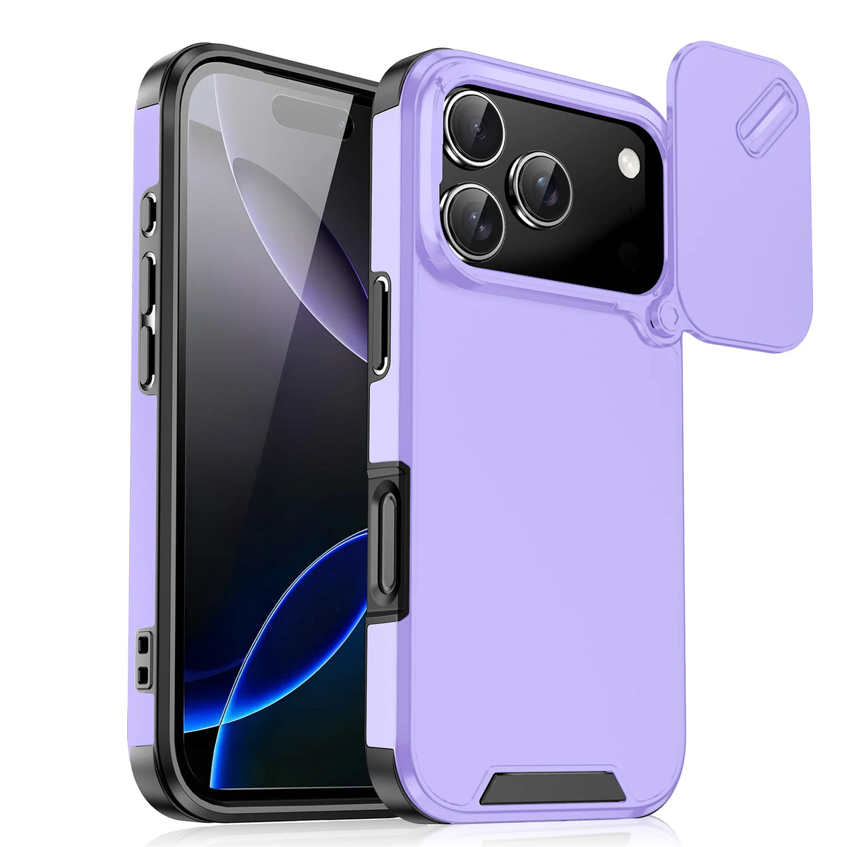 Matte Schlanke Schutzhülle für iPhone 18 Pro & iPhone 18 Pro Max – Fingerabdruckhemmend mit Verschiebbarem Staubschutz für die Kamera Kaufschwan® Lila iPhone 18 Pro