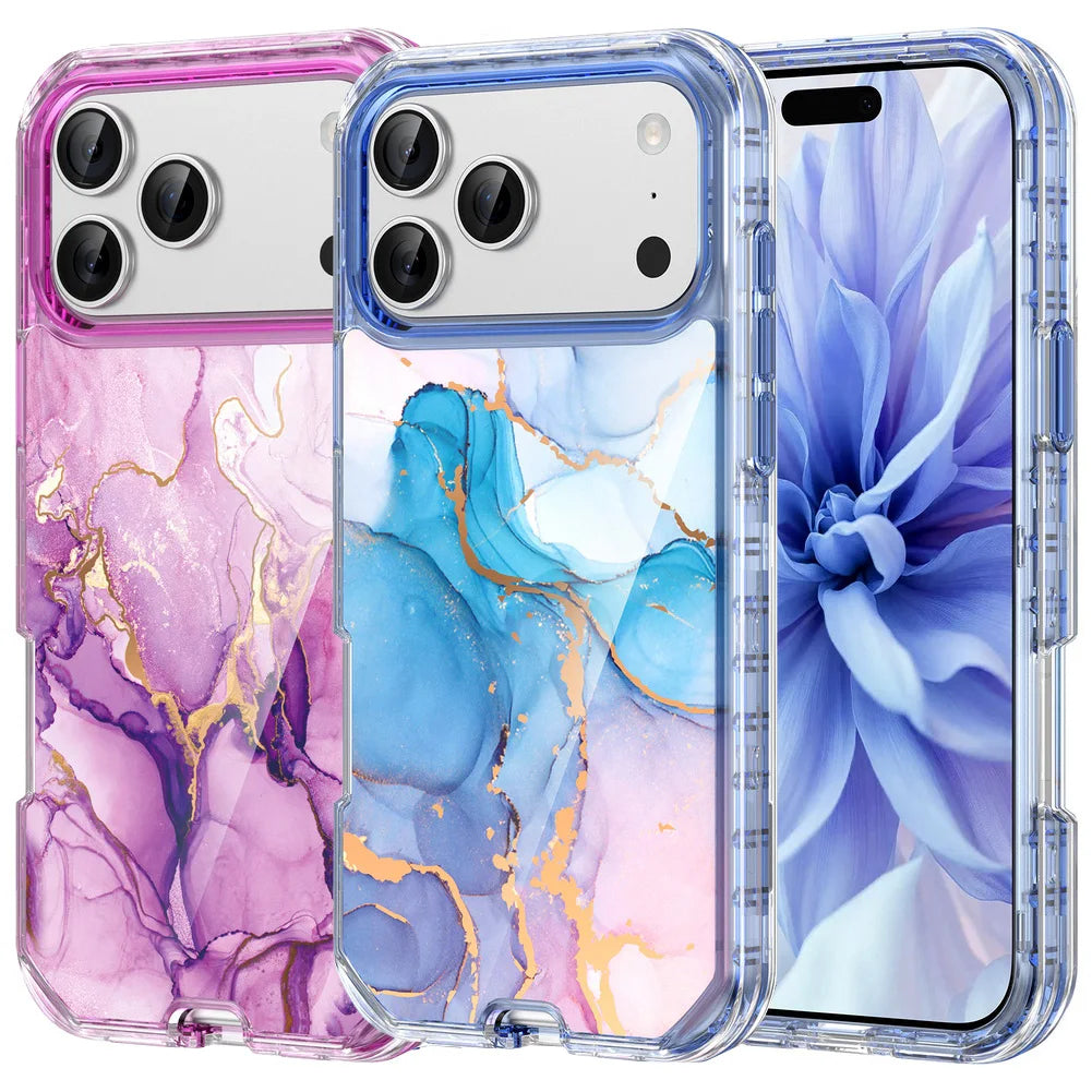 3-in-1 Mehrschichtige Stoßfeste Armor-Schutzhülle für iPhone 18 Pro & iPhone 18 Pro Max – Marmoroptik mit Veredelten Details Kaufschwan®