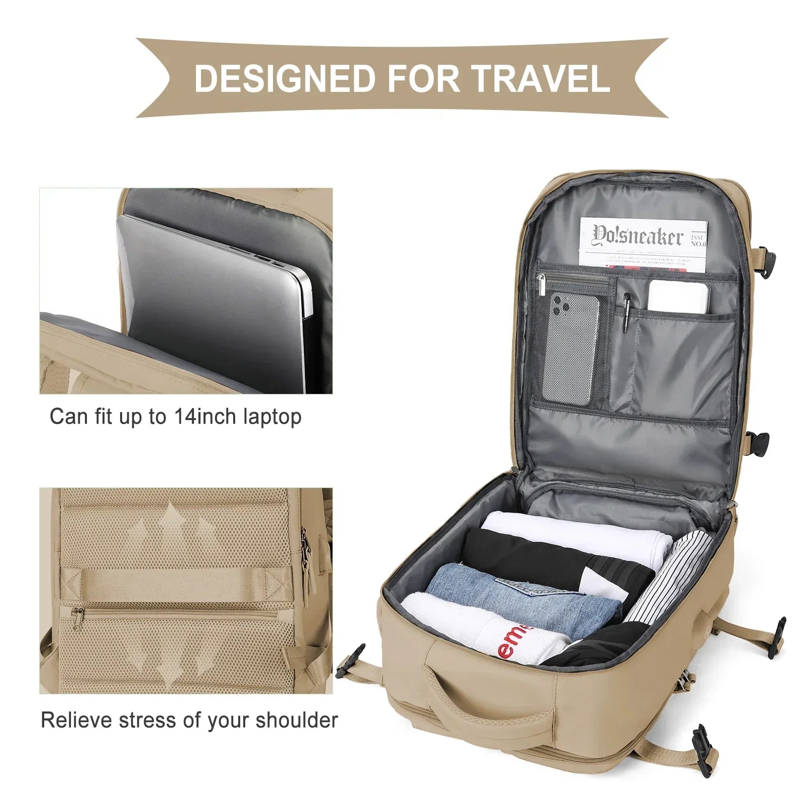 Handgepäck Rucksack | Laptop-Rucksack für Flugreisen | Schul- & Arbeitstasche Kaufschwan®