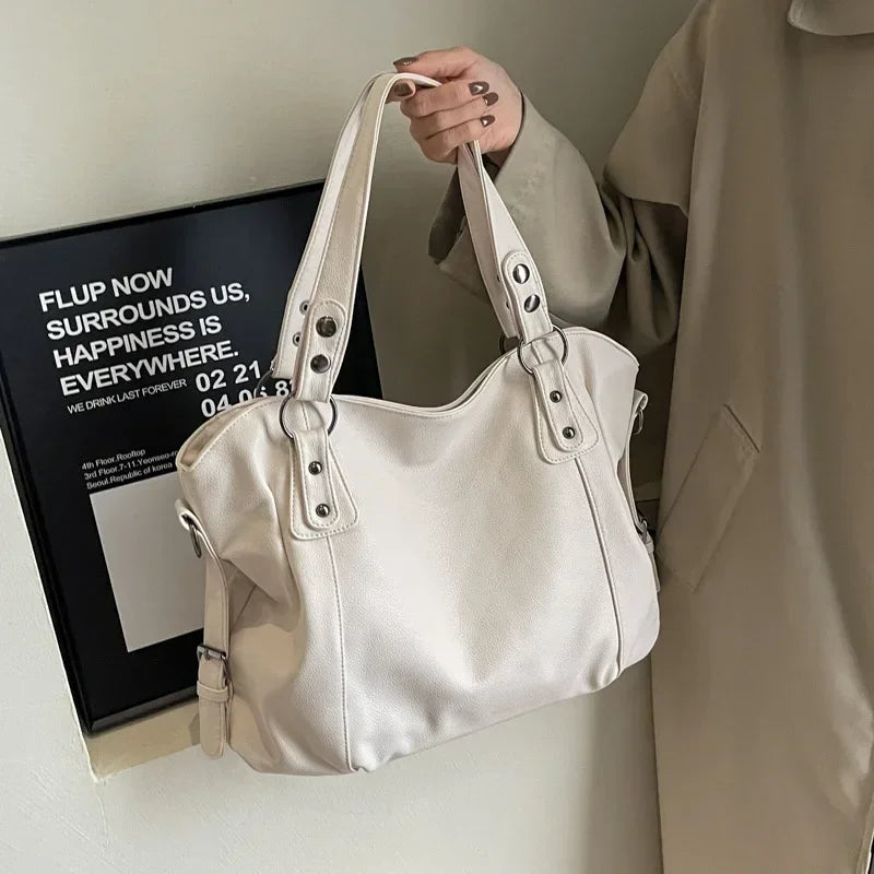 Damen Schultertasche – Hochwertige Kunstleder Handtasche mit Kontrastfarben | Weiches Innenfach & Reißverschluss