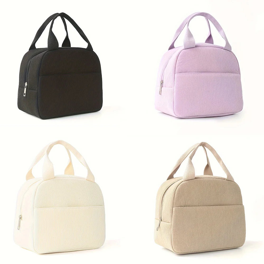 Wiederverwendbare Isolierte Kühltasche – Bestickte Cord Lunchbag | Tragbare Kühltasche für Kinder, Schule, Arbeit & Reisen Kaufschwan®