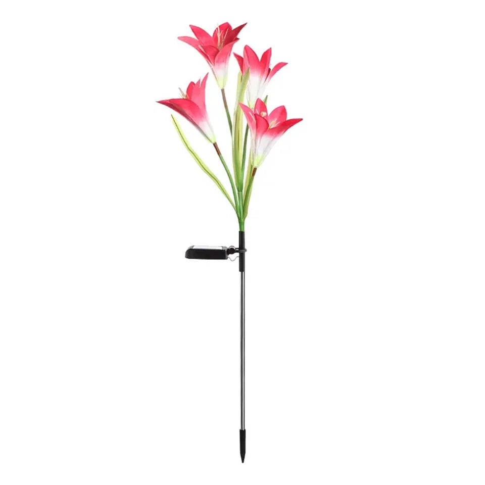 Solar Außen LED Blumenlichter – Lilienblumen Lampe mit 7 Farbwechsel-LEDs, Wasserdichte Garten- und Hofdekoration Kaufschwan® Rosa