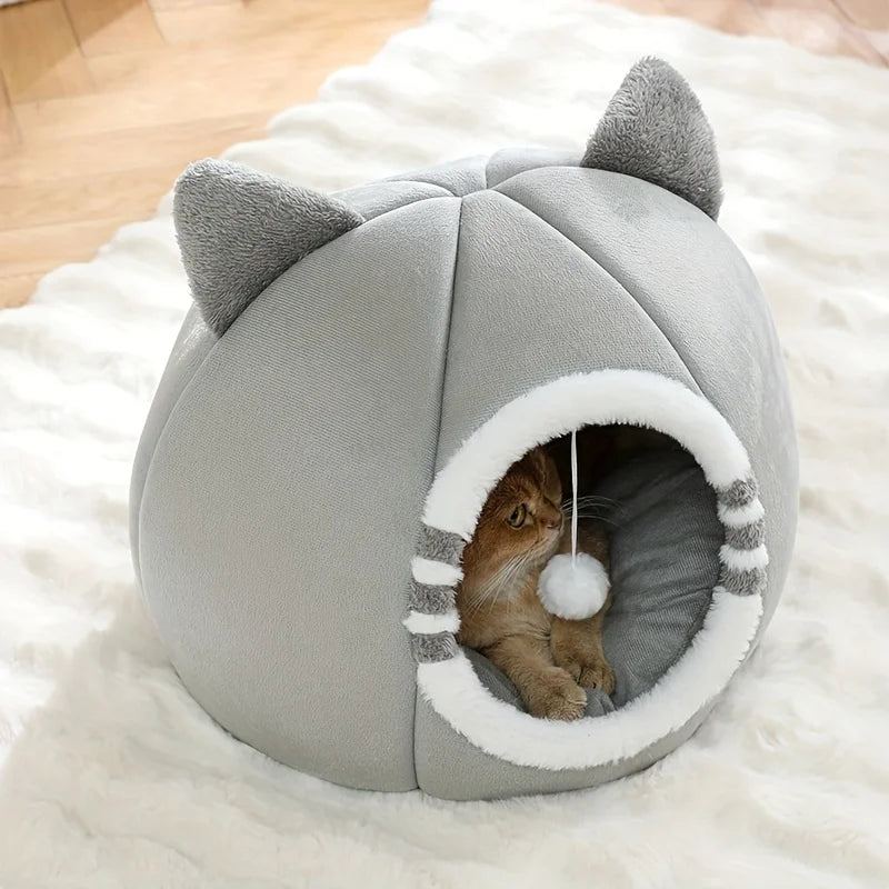 Kuscheliges Katzenbett für Katze – Weiche Schlafhöhle mit Matte, Nest & Katzenhaus Kaufschwan®