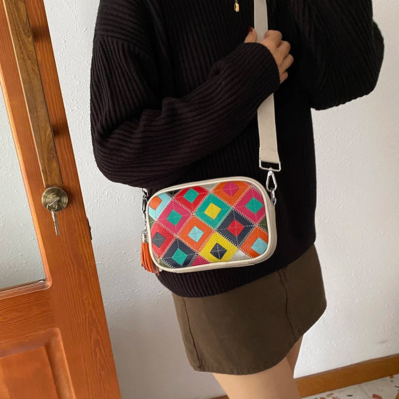 Kleine Bunte Ledertasche – Luxus Damen Handtasche, Crossbody & Schultertasche in Hochwertiger Verarbeitung Kaufschwan®