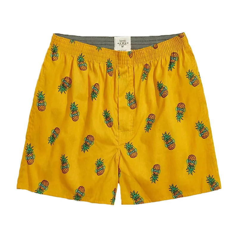 Herren Boxershorts Ananas & Zitronen Print | Baumwolle, Atmungsaktiv, Lockerer Schnitt, Schlaf- & Homewear Kaufschwan® Design 1 S