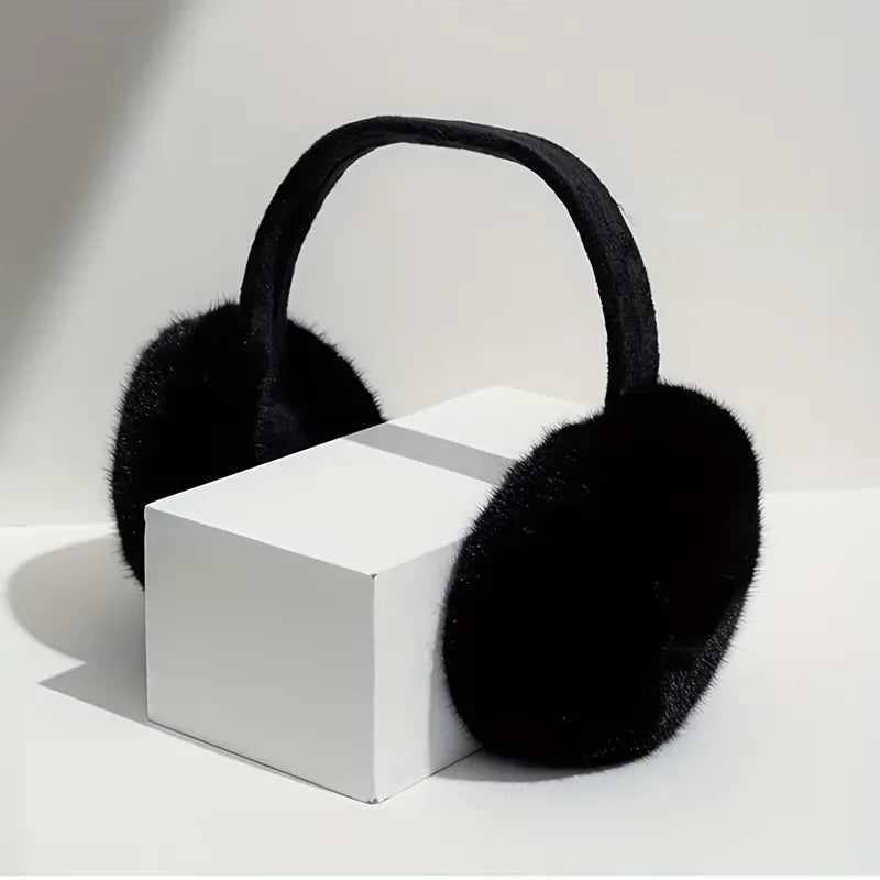 Weiche Plüsch Winter Ohrwärmer – Unisex Warme Ohrenschützer mit Ohrklappen | Outdoor Mode Kälteschutz Kaufschwan® Schwarz