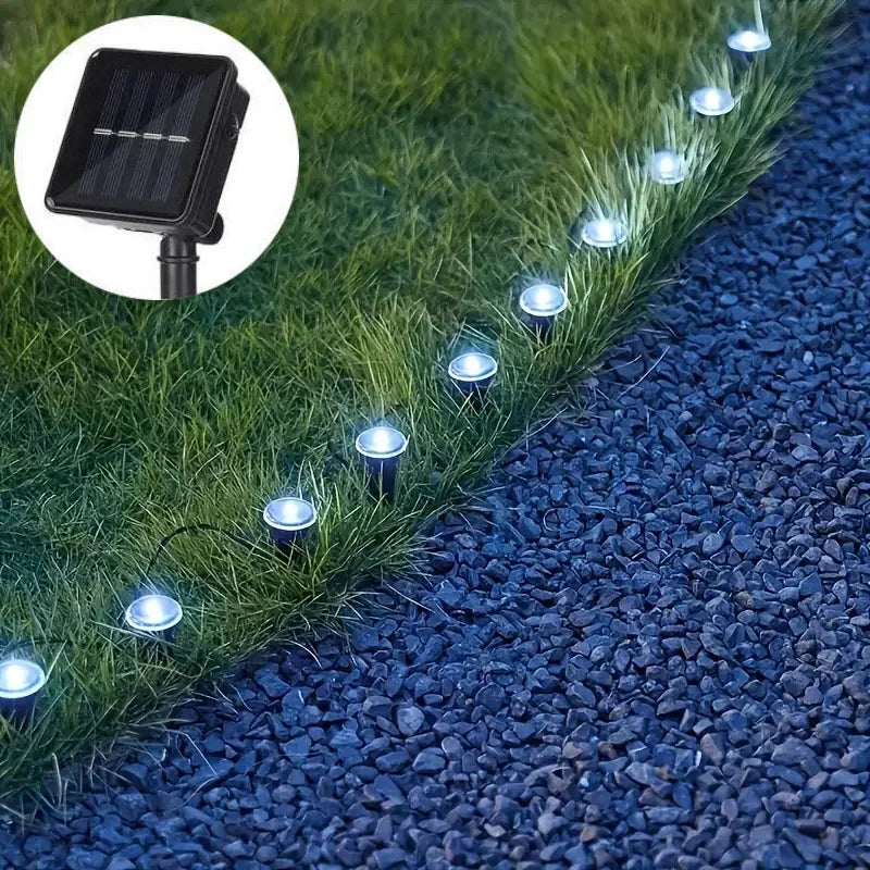 Solarbetriebene Garten-Lichterkette – Wasserdichte LED-Dekoleuchten für Rasen, Wege, Camping, Geburtstage & Feiertage Kaufschwan® Weiß 15 LEDS