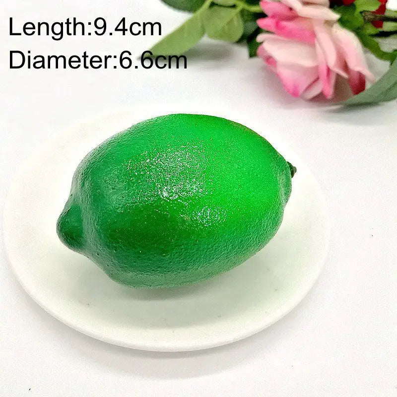 Kunststoff Simulationsfrüchte Set – Künstliche Früchte mit Wassermelone, Apfel, Orange, Birne, Zitrone, Mango, Pfirsich, Traube & Banane Kaufschwan® Grüne Zitrone