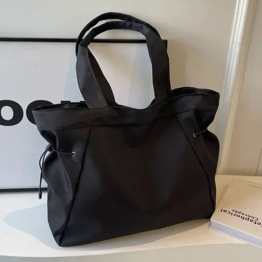 Casual Fashion Tote Bag mit Großer Kapazität – Damen Schultertasche für Reisen & Alltag | Ästhetische Handtasche mit Kordelzug Kaufschwan® Schwarz