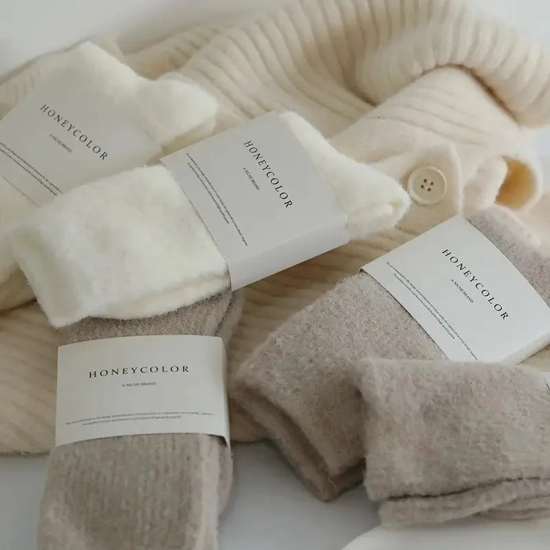 1-12 Paare Damen Herbst Winter Dicke Warme Mittellange Socken | Modische Macaron Farbige Flauschige Bequeme Freizeit Socken Kaufschwan®