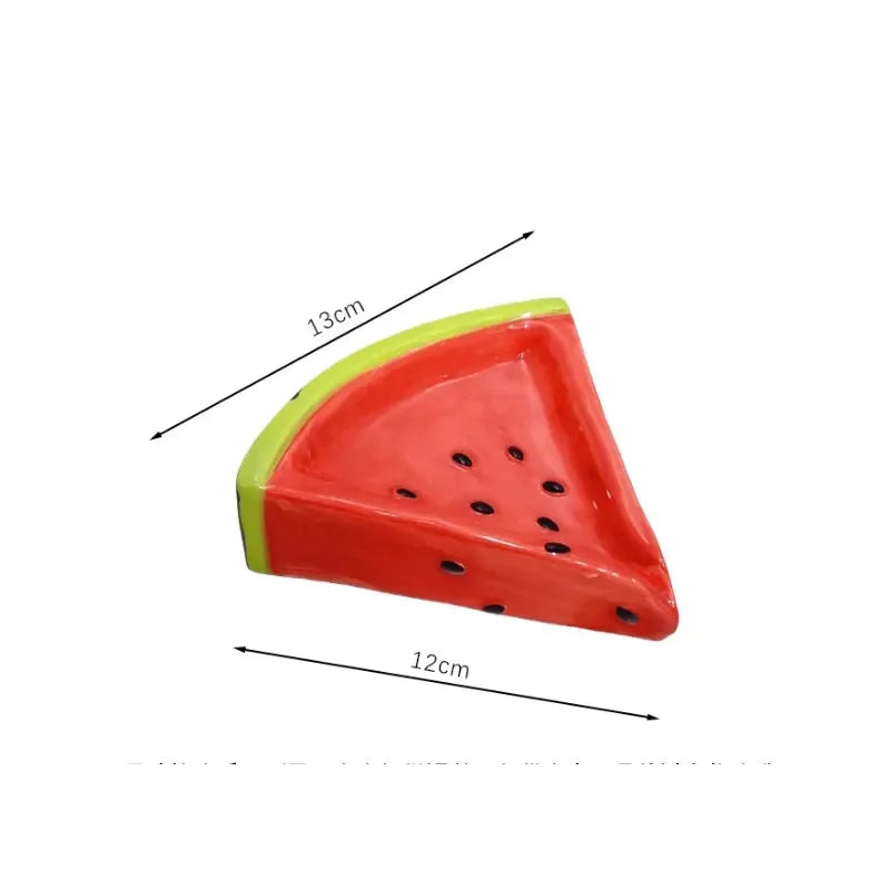 Wassermelonen-Keramik-Seifenschale – Niedlicher Seifenhalter ohne Wasseransammlung für Waschbecken & Badezimmer Kaufschwan® Rot