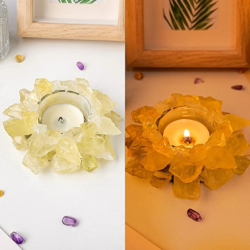 Natürlicher Kristall Rohstein Kerzenhalter – Amethyst, Citrin & Rosenquarz Aromatherapie Stein für Weihnachten & Wohndekoration Kaufschwan® Design 9