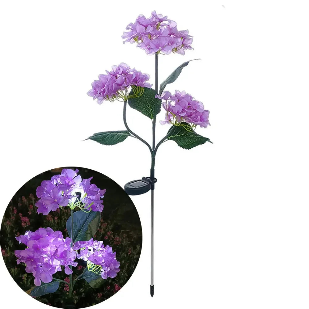Solar Hydrangea Gartenlichter – LED Blumenleuchten mit Erdspieß für Außenbereiche & Frühlingsdeko Kaufschwan® Lila
