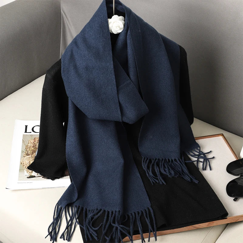 Bunte Winter Schals für Damen | Langer Kaschmir-Optik Wärmeschal | Einfarbig Hijab, Umschlagtuch & Pashmina Kopftuch
