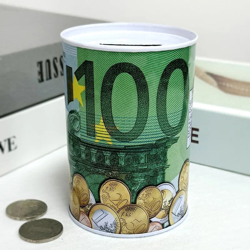 Zylindrische Euro Design Blech Sparbox – Wiederverwendbare Münz Aufbewahrung für Zuhause Kaufschwan®