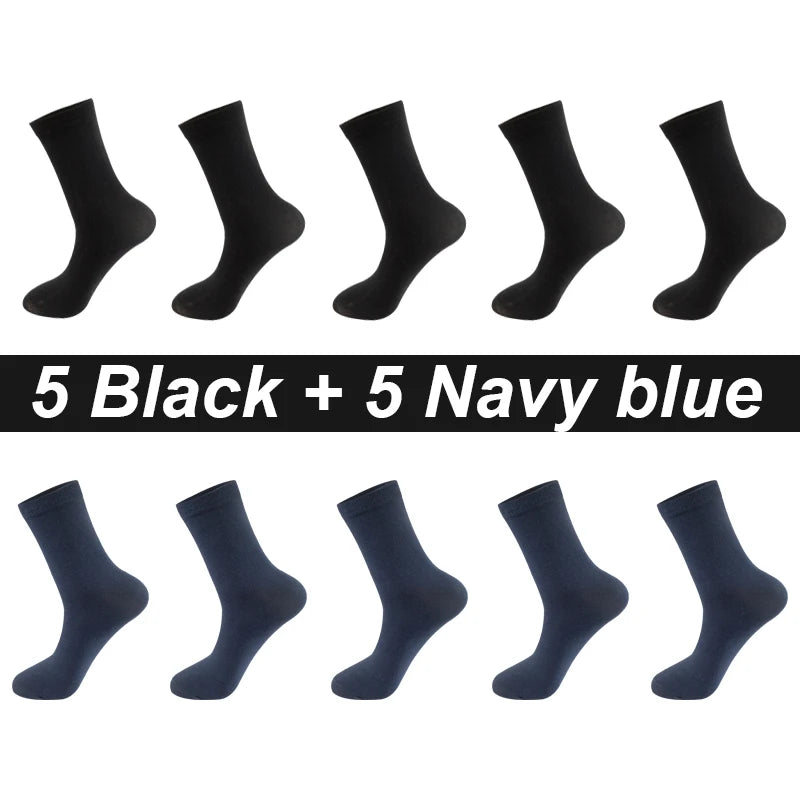 10 Paare Herren Kammbaumwollsocken | Schwarze Freizeit- & Businesssocken Atmungsaktiv Hochwertig Kaufschwan® 5 Schwarz - 5 Marineblau EU 44-48