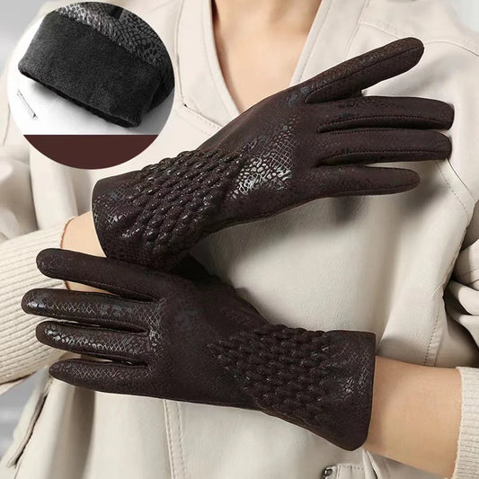 Schlangenleder-Muster Winterhandschuhe – Unisex Touchscreen Handschuhe | Warme Modische Handschuhe für Autofahren & Outdoor Kaufschwan®
