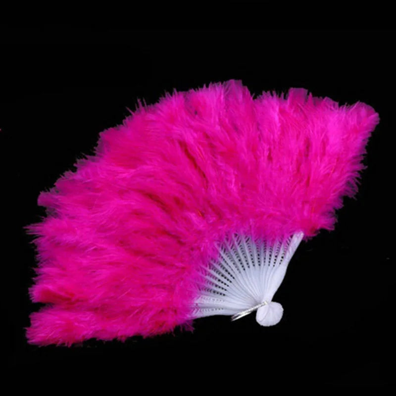 9 Farben Feder-Handfächer | Faltbarer Kostüm- und Tanzfächer für Hochzeiten & Showgirls Kaufschwan® Rosa