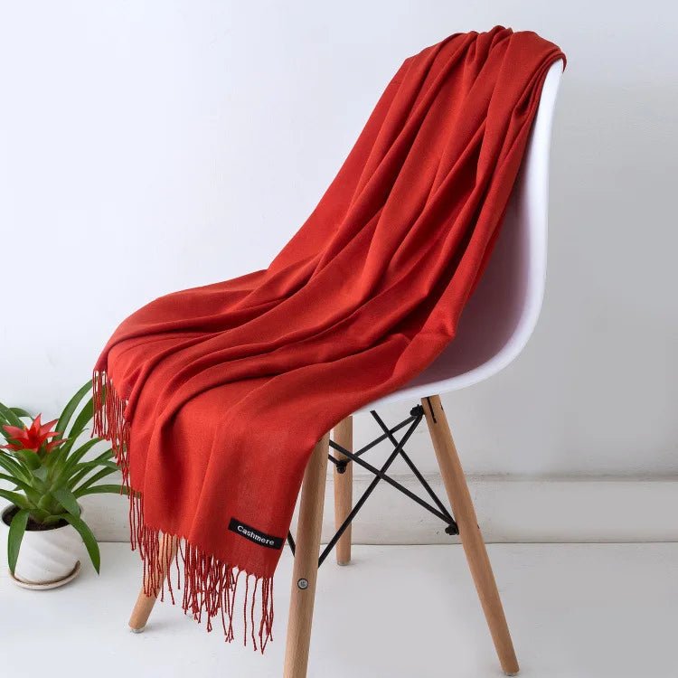 Damen Pashmina Schal | Weich wie Kaschmir | Warmer Winter Schal, Reise- & Büro-Accessoire Kaufschwan® Rot 70x200CM
