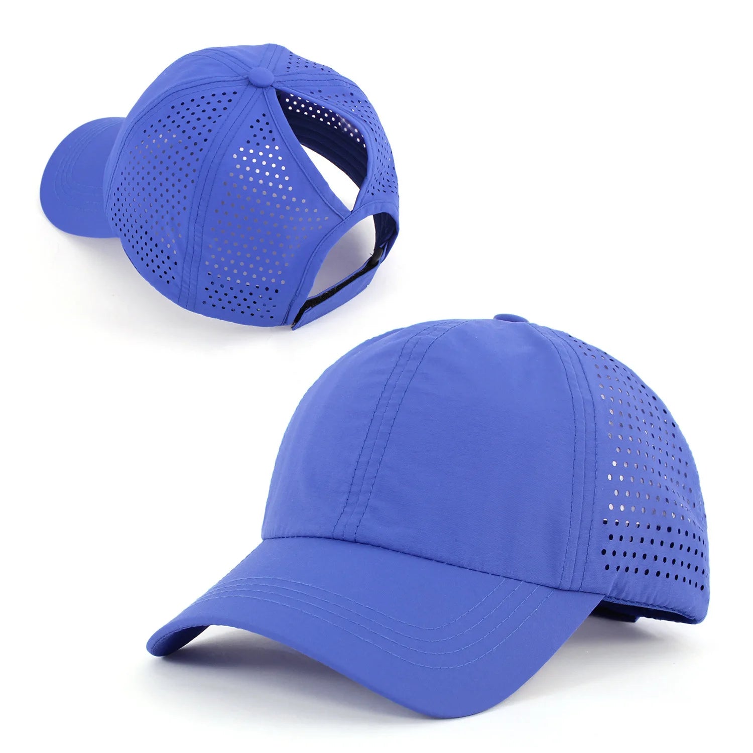 Schnelltrocknender Tongue Hat | Damen & Herren Mesh Atmungsaktive Sommerkappe | UV-Schutz & Ponytail-freundlich Verstellbar Kaufschwan® Blau