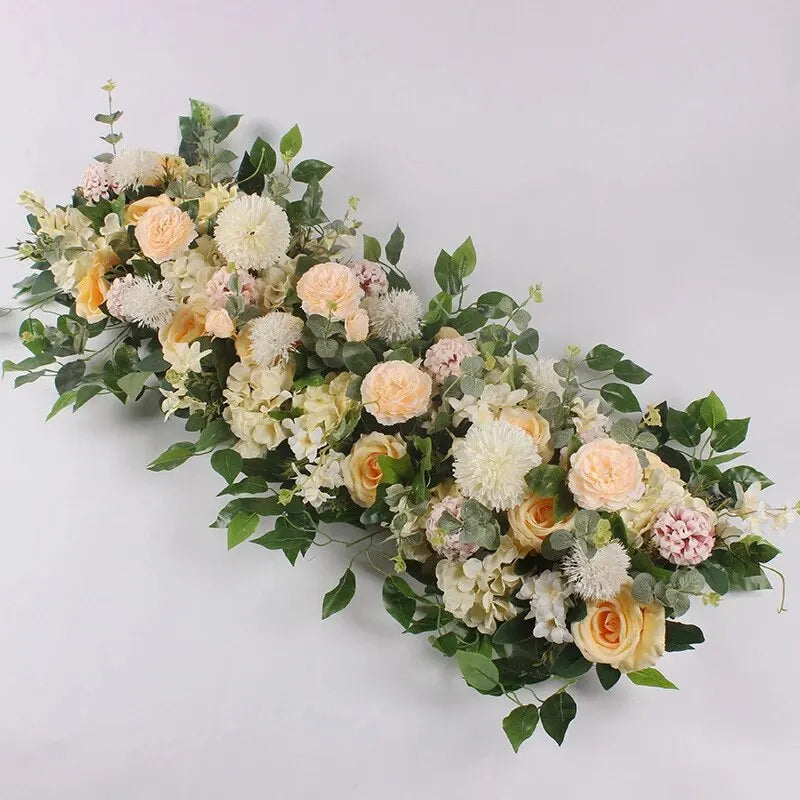 100cm Luxus Künstliche Weiße Rosen – Elegantes Kunstblumen-Arrangement für Hochzeitstische, Rückwände, Bögen & Bühnen Dekoration Kaufschwan® Beige 100cm