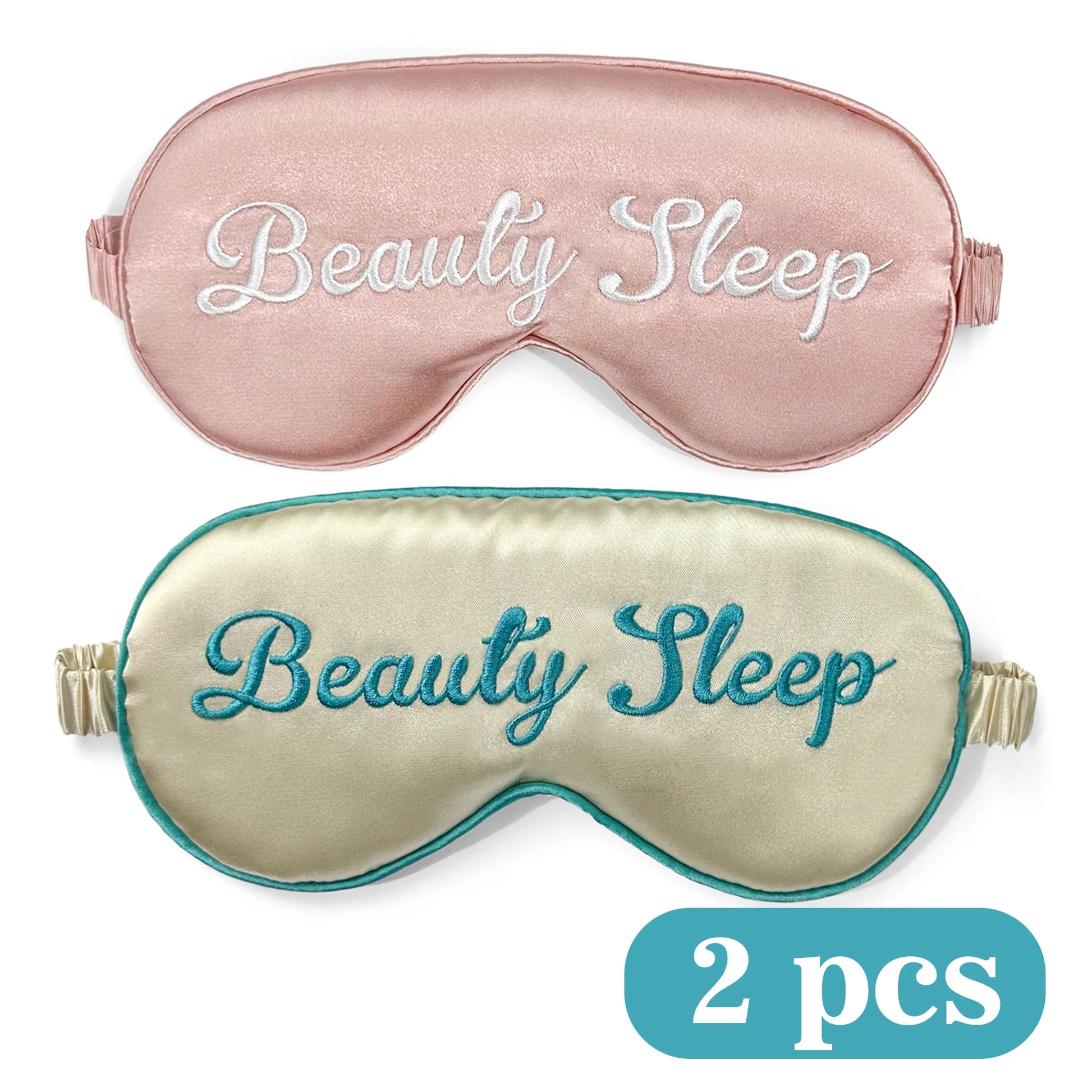Beauty Schlafmaske | Weiche Doppelseitige Seiden-Augenabdeckung | Lichtblockierende Augenbinde mit Elastischem Band Kaufschwan® Rosa Gelb 2 Stück Medium