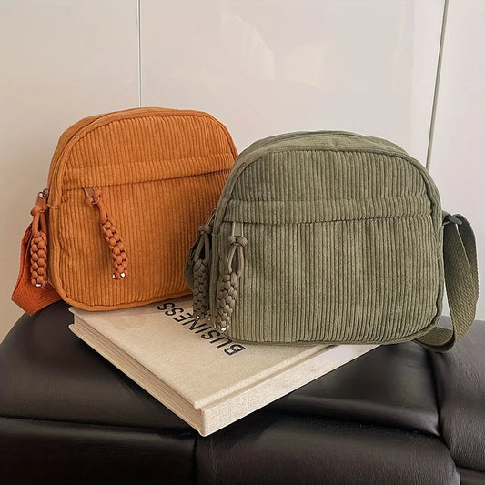 Vintage Cord Schultertasche – Casual Crossbody Handy & Schlüssel Tasche | Vielseitige Umhängetasche Kaufschwan®