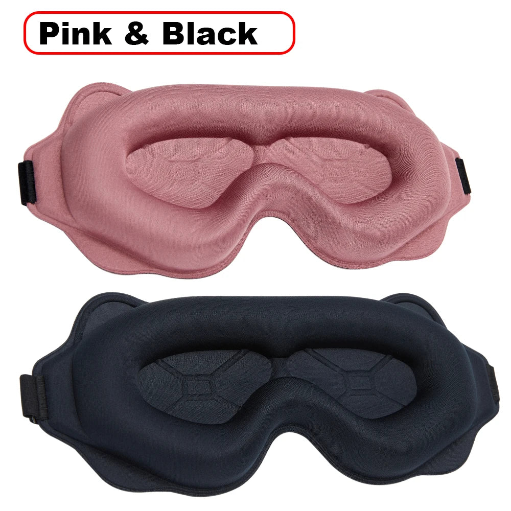 Schlafmaske Augenklappe | Leichte Reise-Augenmaske | Tragbare 3D Schlafmaske für Nacht & Entspannung Kaufschwan® Schwarz und Pink