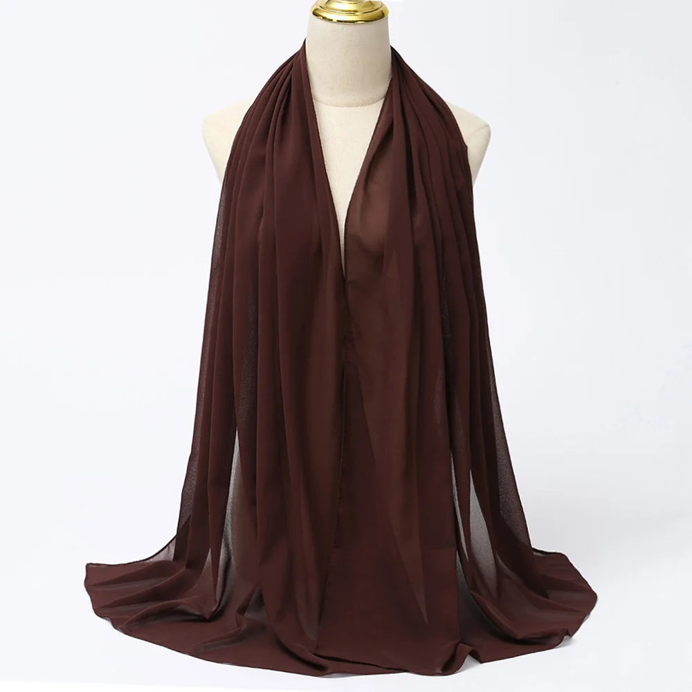 Muslimischer Chiffon Hijab Schal – Damen Langer Einfarbiger Kopf Schal | Eleganter Jersey Schleier & Modisches Umschlagtuch Kaufschwan®