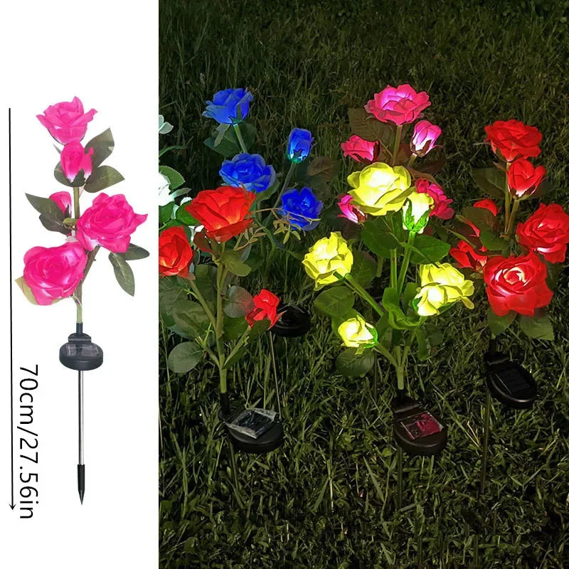 5-Köpfe Rosen Rasenlampe Solarlichter – Außen Dekorative Solar Gartenleuchten für Hof, Terrasse, Garten & Hochzeit Kaufschwan®