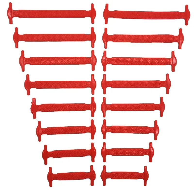 16 Stück Silikon Elastische Schnürsenkel – T-förmige No-Tie Laces | Unisex Mode Schuhbänder für Sneaker & Freizeitschuhe Kaufschwan® Rot-16 Stück