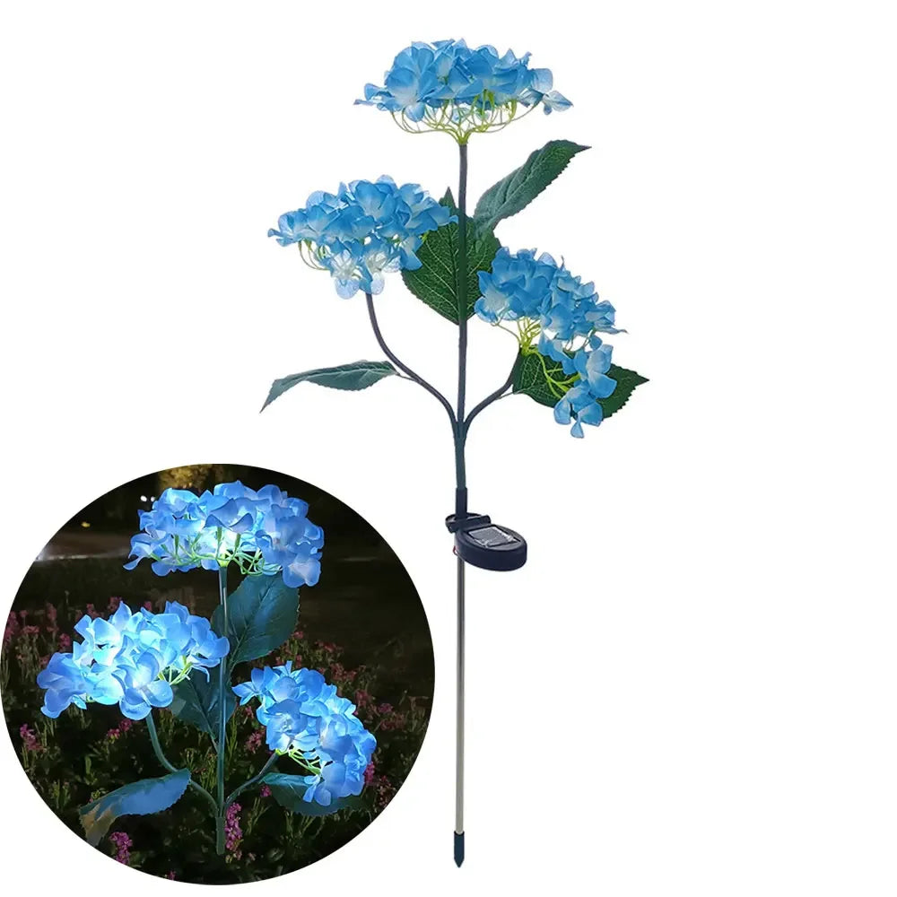 Solar Hydrangea Gartenlichter – LED Blumenleuchten mit Erdspieß für Außenbereiche & Frühlingsdeko Kaufschwan® Blau