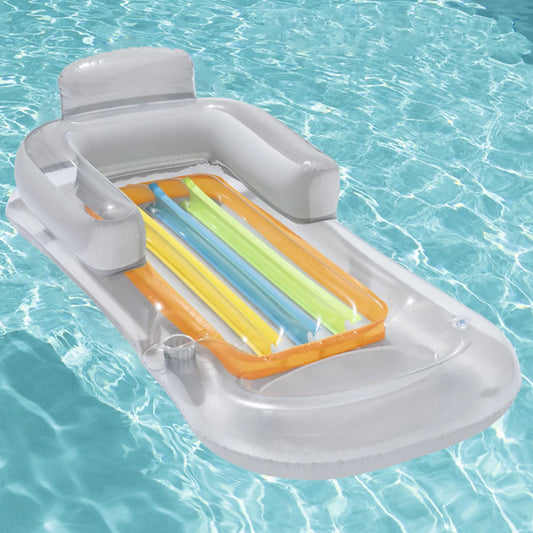 Aufblasbarer Schwimmstuhl mit Armlehne – Schwimmring mit Rückenlehne & Getränkehalter | Pool-Lounge-Sitz Kaufschwan®