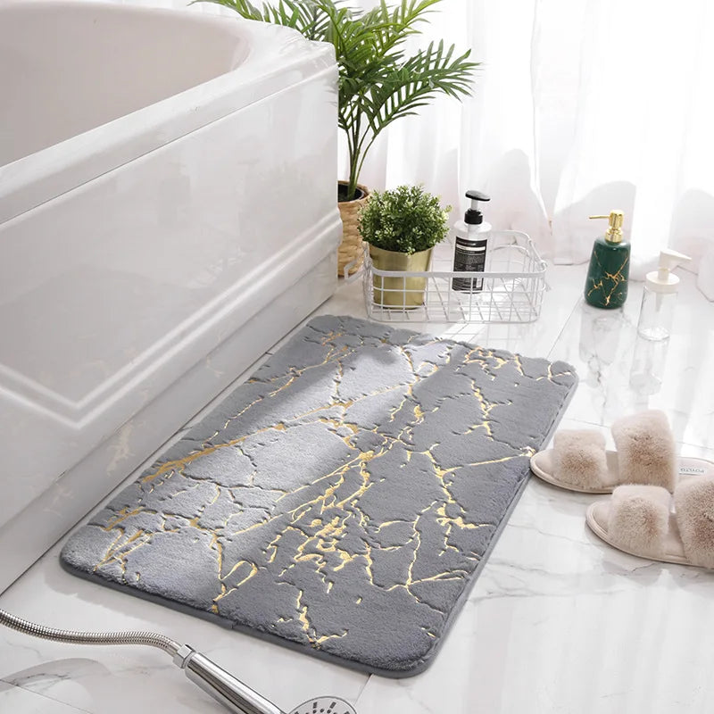 Inyahome Badematte Weiß & Gold – Weich, Rutschfest, Saugfähig Kaufschwan® Grau 40x60cm