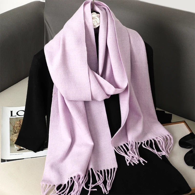 Bunte Winter Schals für Damen | Langer Kaschmir-Optik Wärmeschal | Einfarbig Hijab, Umschlagtuch & Pashmina Kopftuch
