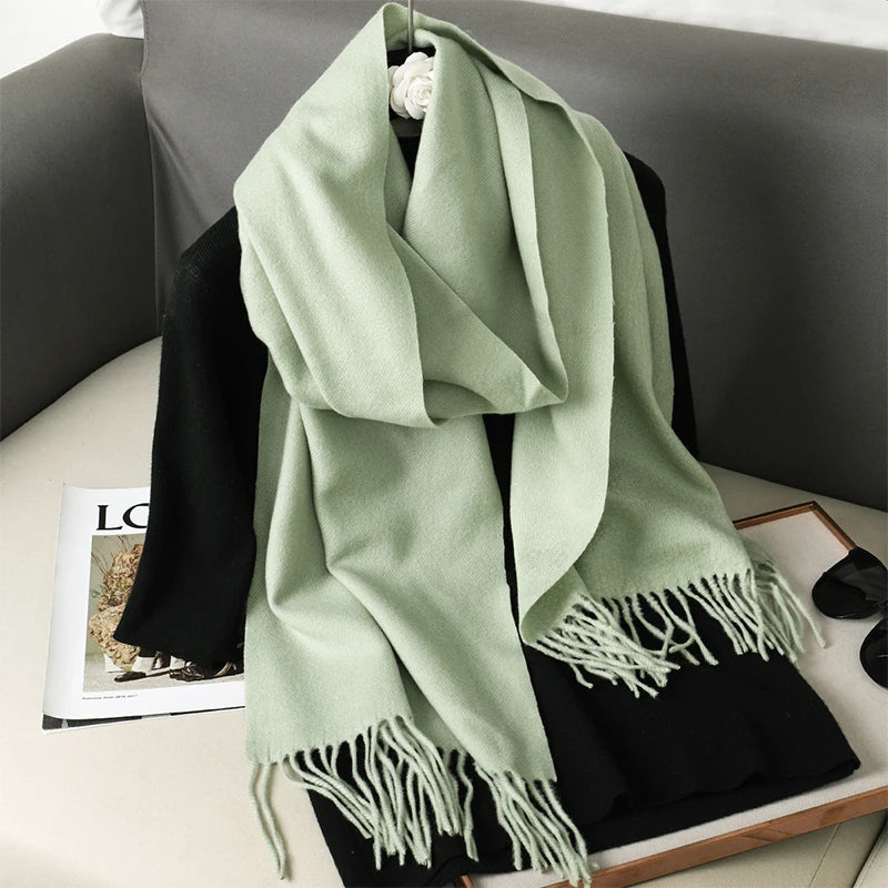 Bunte Winter Schals für Damen | Langer Kaschmir-Optik Wärmeschal | Einfarbig Hijab, Umschlagtuch & Pashmina Kopftuch Kaufschwan®