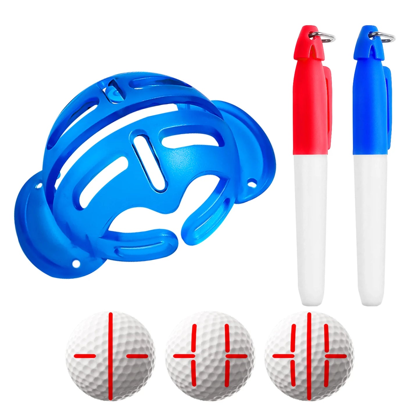 Golf Ball Markierungs- & Ausrichtungstool – 2 Stück Schablonen Set | Präzise Golfball Markierung & Identifikation für Golfer Kaufschwan® Blau