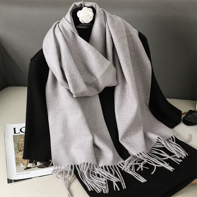 Bunte Winter Schals für Damen | Langer Kaschmir-Optik Wärmeschal | Einfarbig Hijab, Umschlagtuch & Pashmina Kopftuch