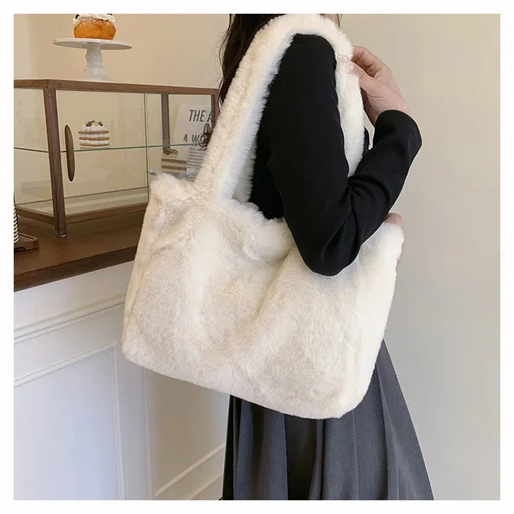 Herbst Winter Plüsch Tote Bag – Damen Modische Schultertasche | Vielseitige Ins Style Handtasche mit Laptopfach Kaufschwan®