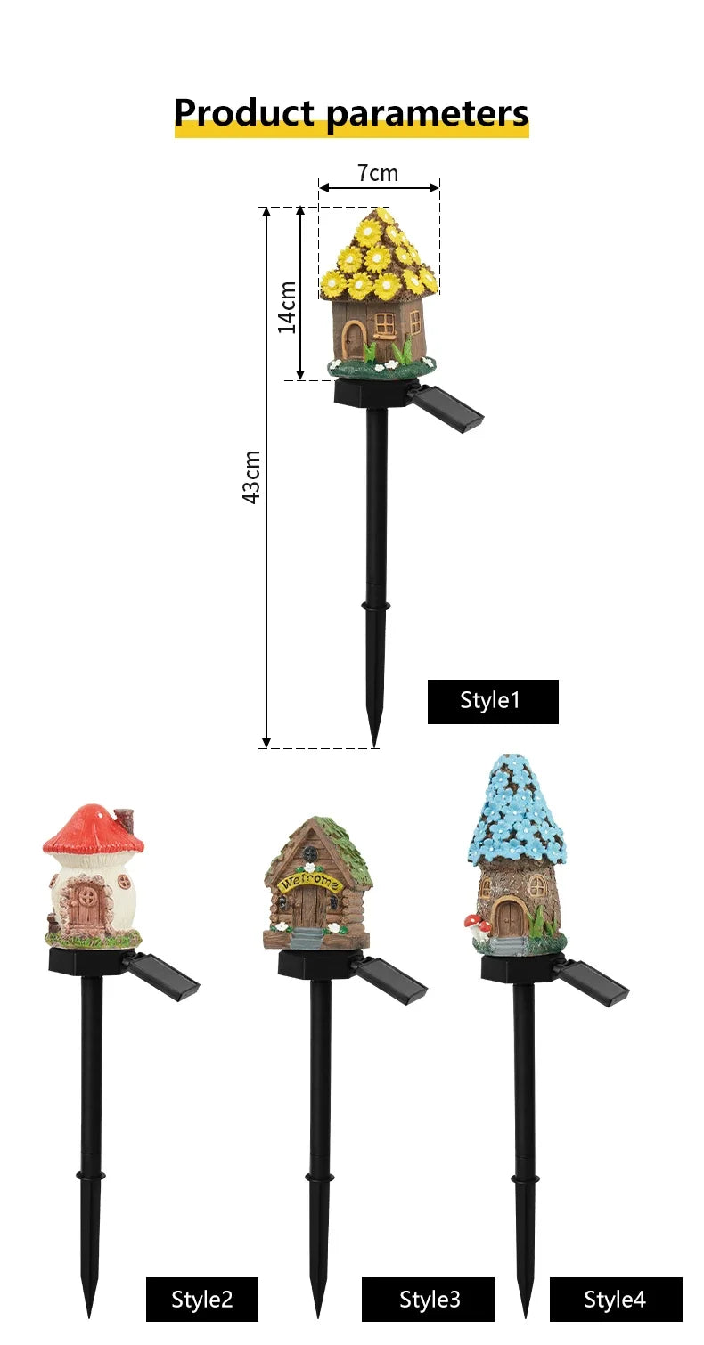 Solarbetriebene LED-Feehaus-Gartenleuchte – Miniatur-Resin-Hütte, Wasserdichte Außenbeleuchtung für Rasen & Weihnachtsdekoration Kaufschwan®