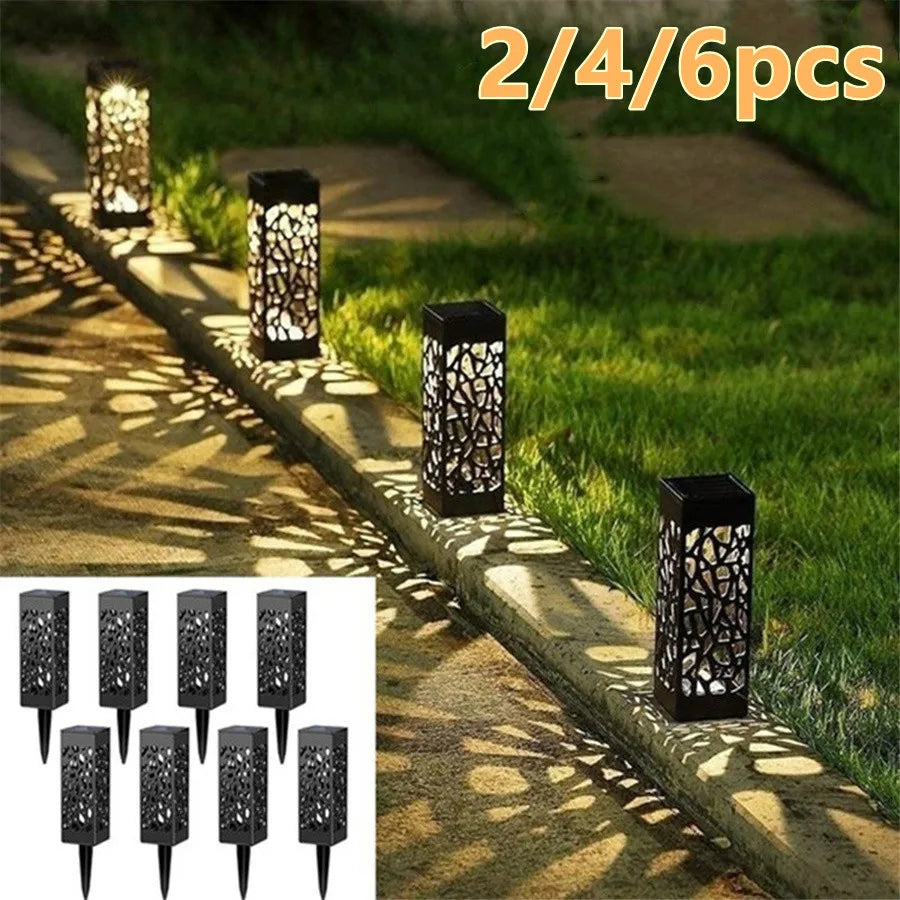 LED Solar Gartenleuchten 2/6 Stück – Wasserdichte Außenlampen mit Hohlmuster für Weg, Terrasse & Hofdekoration Kaufschwan®