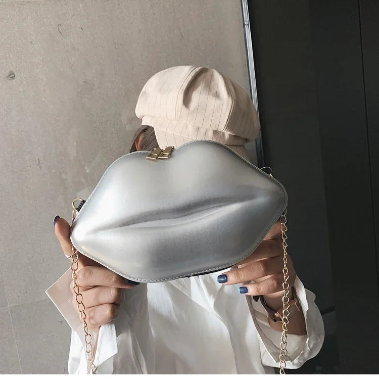 Lippen Design Schultertasche – Luxus Designer-inspirierte Damen Messenger & Handtasche | Einfarbige Zipper Umhängetasche Kaufschwan®