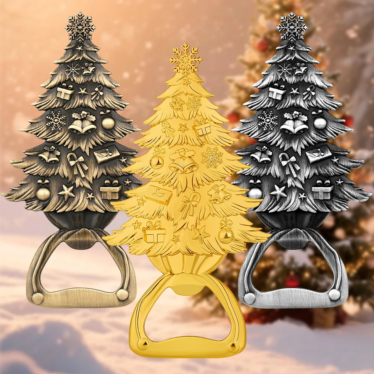 Weihnachtsbaum Flaschenöffner – Bronze/Grau/Gold Geschenk für Männer & Vater Kaufschwan®