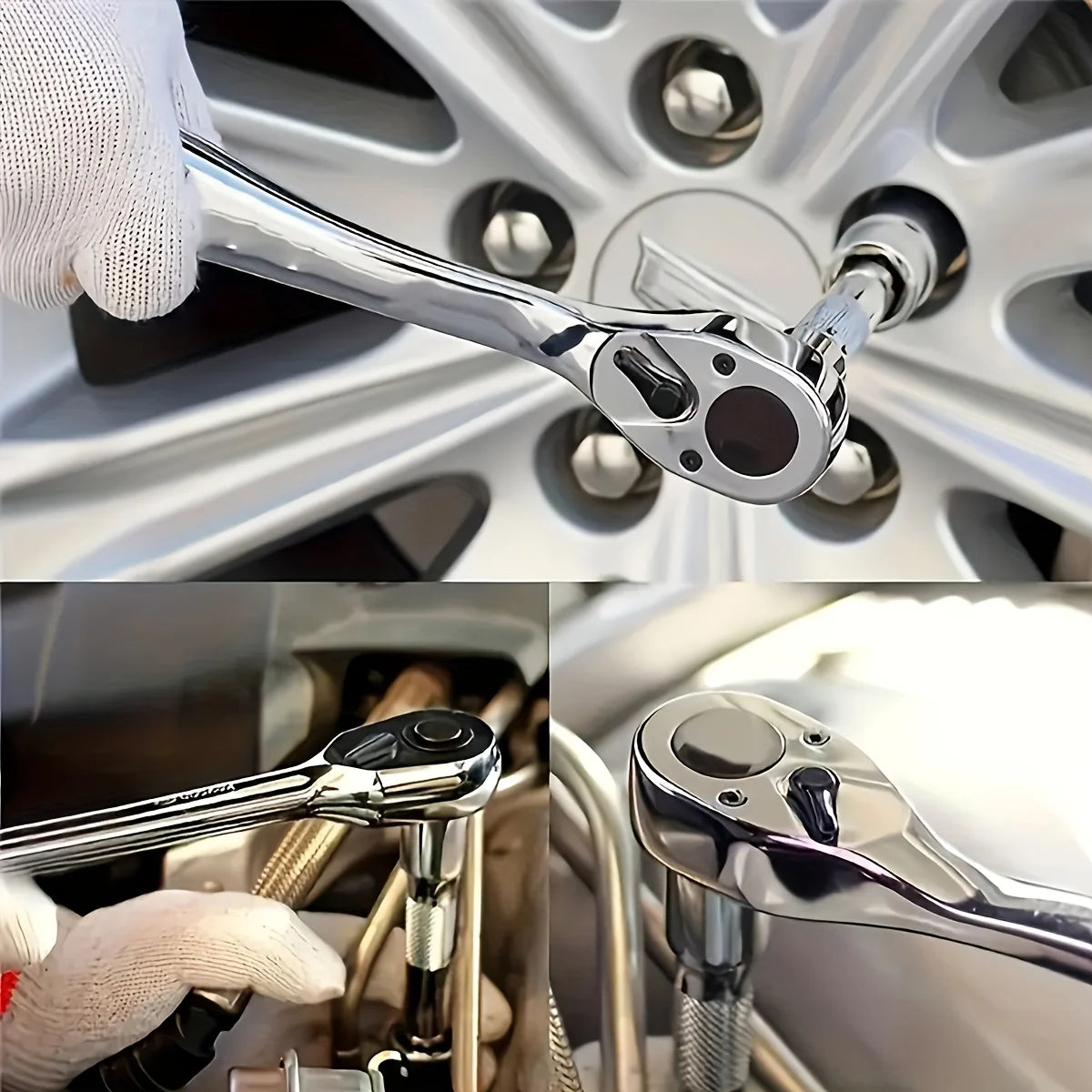 72-Zahn Steckschlüssel Set 1/4"-3/8"-1/2" Ratschen Werkzeug Kompaktes Auto Reparatur Set