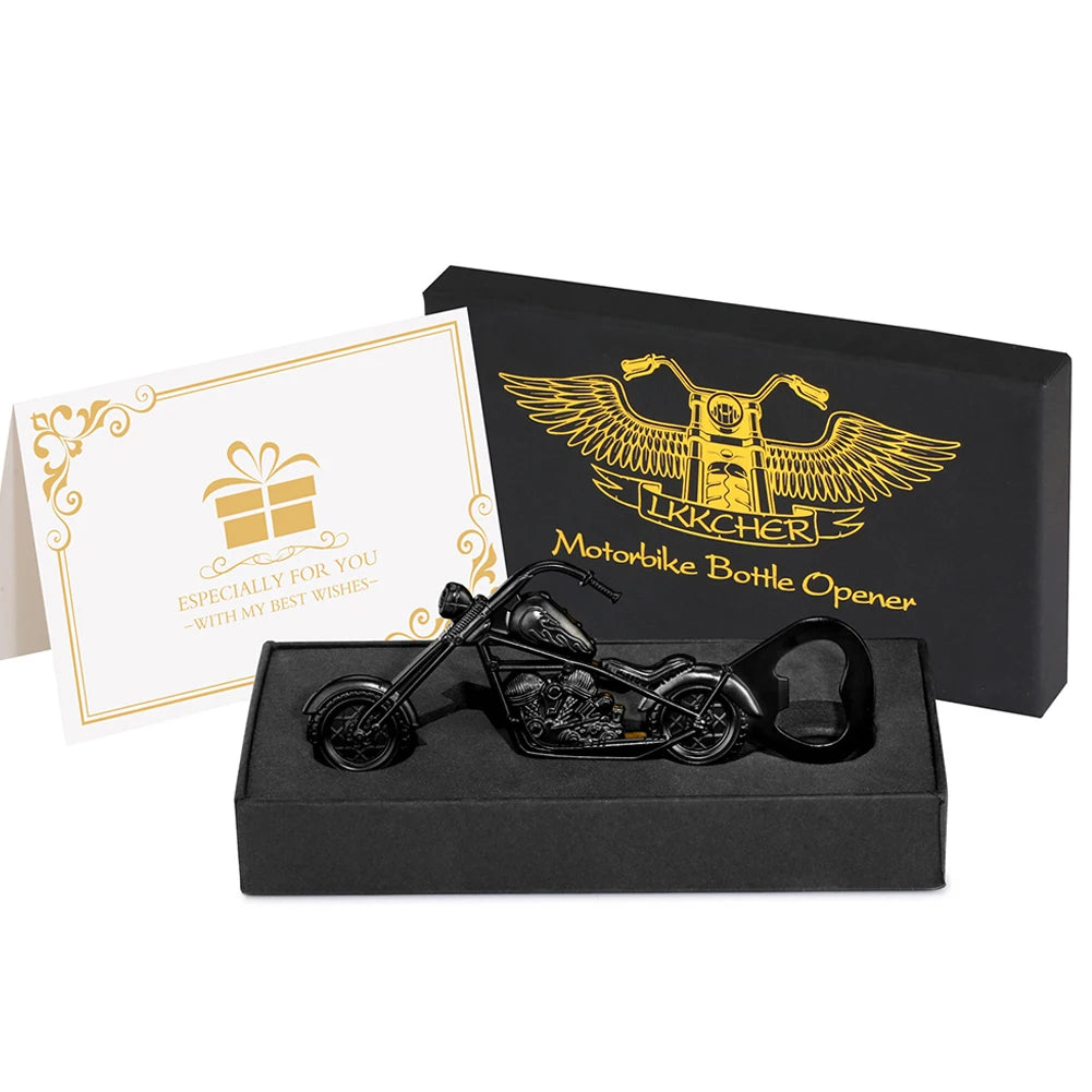 Motorrad Flaschenöffner – Bronze Metall Bar Werkzeug Geschenk für Männer Kaufschwan® Schwarz mit Box